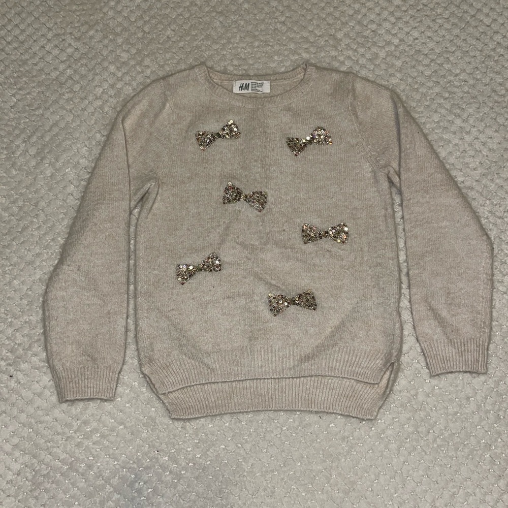 Cream Long Sleeve with sequined bows